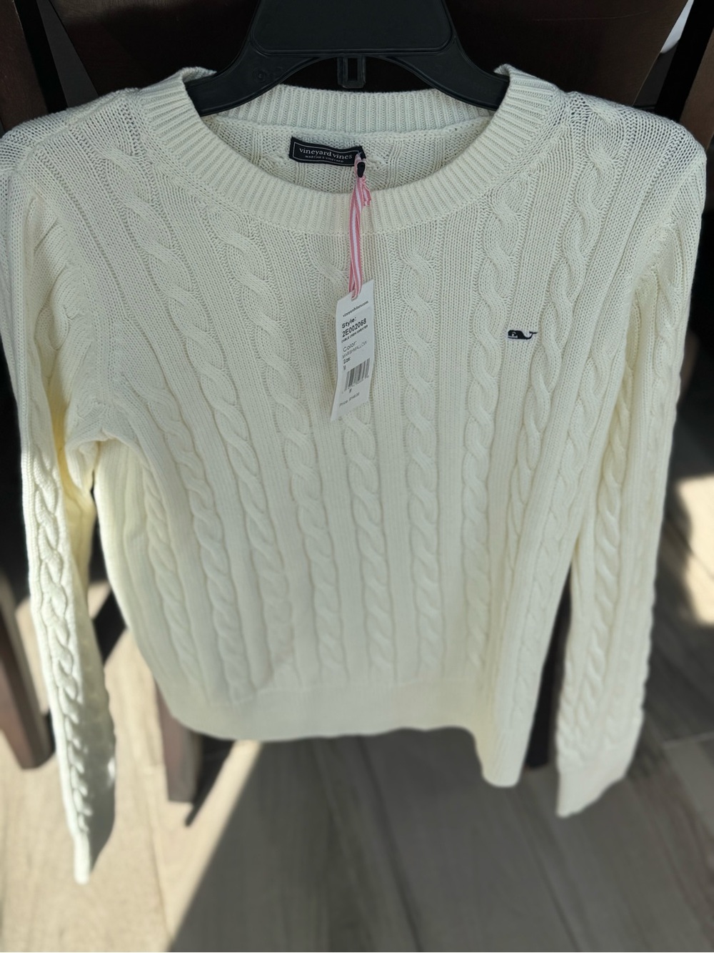 NWT Vineyard Vines Women's Cable-Knit Crewneck Sweater White Marlow off wh/cream